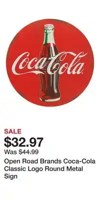 Cabela's Open Road Brands Coca-Cola Classic Logo Round Metal Sign offer