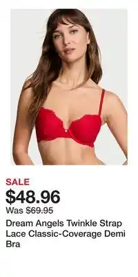 Victoria's Secret Dream Angels Twinkle Strap Lace Classic-Coverage Demi Bra offer