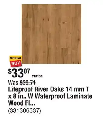 The Home Depot Lifeproof River Oaks 14 mm T x 8 in.. W Waterproof Laminate Wood Flooring(13.28 sq. ft./case) offer