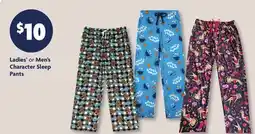 Family Dollar Ladies' or Men's Character Sleep Pants offer