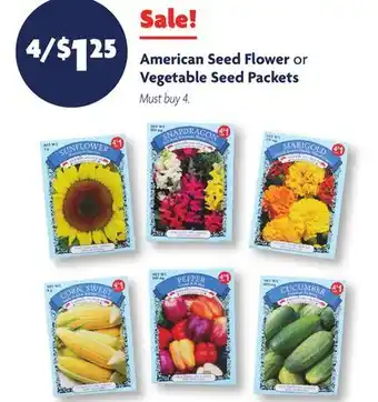 Family Dollar American Seed Flower or Vegetable Seed Packets offer