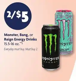 Family Dollar Monster, Bang, or Reign Energy Drinks offer