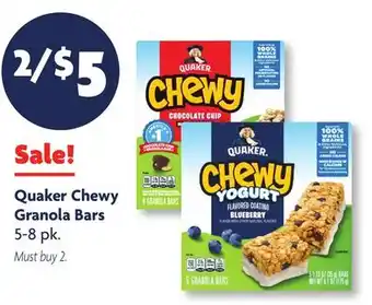 Family Dollar Quaker Chewy Granola Bars offer