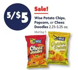 Family Dollar Wise Potato Chips, Popcorn, or Cheez Doodles offer