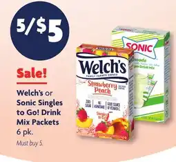 Family Dollar Welch's or Sonic Singles to Go! Drink Mix Packets offer