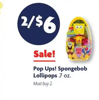 Family Dollar Pop Ups! Spongebob Lollipops offer