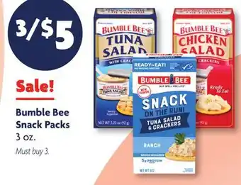 Family Dollar Bumble Bee Snack Packs offer