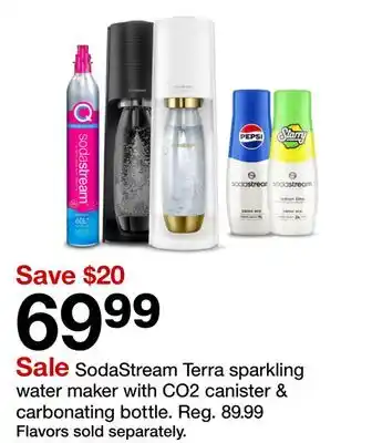 Target SodaStream Terra sparkling water maker with CO2 canister & carbonating bottle offer