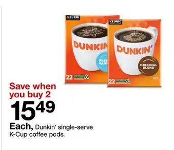 Target Dunkin' single-serve K-Cup coffee pods offer