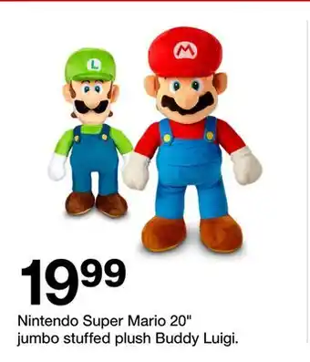 Target Nintendo Super Mario 20 Jumbo Stuffed Plush Buddy Luigi offer