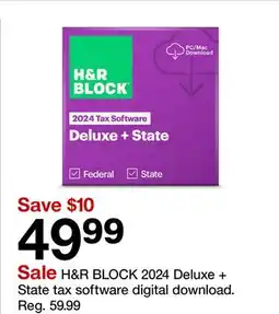 Target H&R BLOCK 2024 Deluxe + State Tax Software Digital Download offer