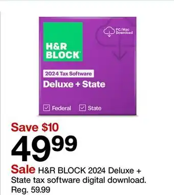 Target H&R BLOCK 2024 Deluxe + State Tax Software Digital Download offer