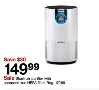 Target Shark air purifier with nanoseal true HEPA filter offer