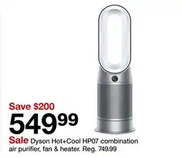 Target Dyson Hot + Cool HP07 combination air purifier, fan & heater offer