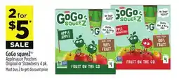 Dollar General GoGo squeeZ Applesauce Pouches Original or Strawberry offer