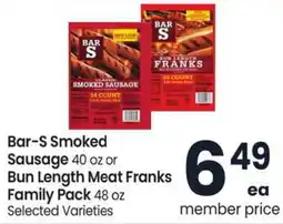 Albertsons Bar-S Smoked sausage bun length meat franks family pack offer