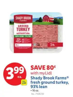 Lidl Shady Brook Farms fresh ground turkey, 93% lean offer