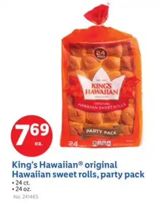 Lidl King's Hawaiian original Hawaiian sweet rolls, party pack offer