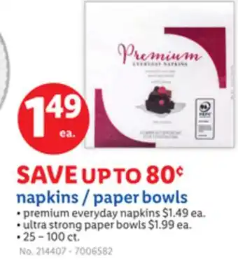 Lidl napkins/paper bowls offer