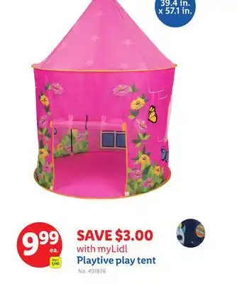 Lidl myLidl Playtive play tent offer