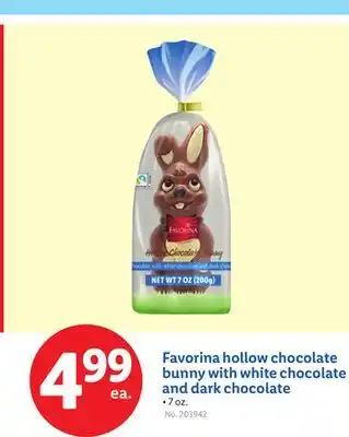 Lidl Favorina hollow chocolate bunny with white chocolate and dark chocolate offer