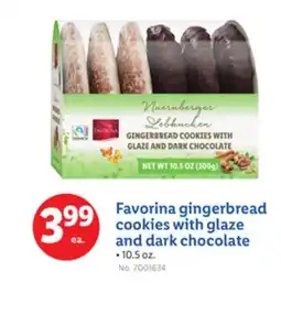 Lidl Favorina gingerbread cookies with glaze and dark chocolate offer