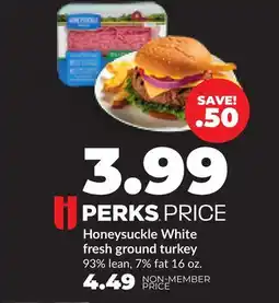 Hy-Vee Honeysuckle White fresh ground turkey offer