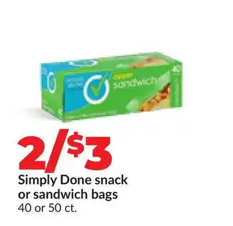 Hy-Vee Simply Done snack or sandwich bags offer