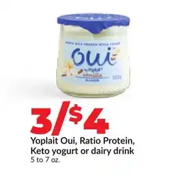 Hy-Vee Yoplait Oui, Ratio Protein, Keto yogurt or dairy drink offer