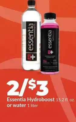 Hy-Vee Essentia Hydroboost 15.2 fl. oz. or water 1 liter offer