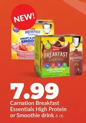 Hy-Vee Carnation Breakfast Essentials High Protein or Smoothie drink offer