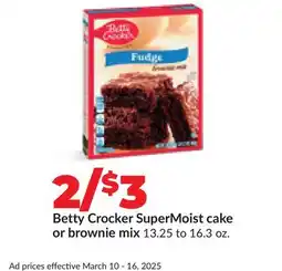 Hy-Vee Betty Crocker SuperMoist cake or brownie mix offer