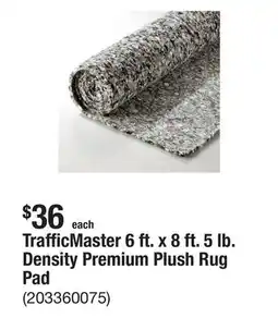 The Home Depot TrafficMaster 6 ft. x 8 ft. 5 lb. Density Premium Plush Rug Pad offer