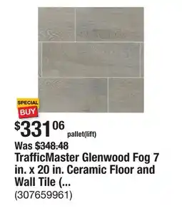 The Home Depot TrafficMaster Glenwood Fog 7 in. x 20 in. Ceramic Floor and Wall Tile (392.04 sq. ft. / pallet) offer