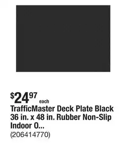 The Home Depot TrafficMaster Deck Plate Black 36 in. x 48 in. Rubber Non-Slip Indoor Outdoor Commercial Floor Mat offer