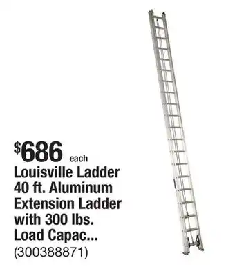 The Home Depot Louisville Ladder 40 ft. Aluminum Extension Ladder with 300 lbs. Load Capacity Type IA Duty Rating offer