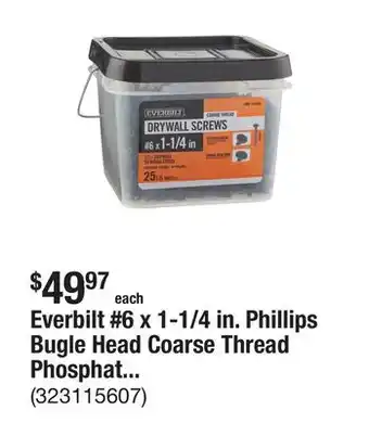 The Home Depot Everbilt #6 x 1-1/4 in. Phillips Bugle Head Coarse Thread Phosphate Drywall Screw 25 lbs offer