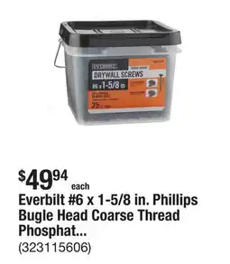 The Home Depot Everbilt #6 x 1-5/8 in. Phillips Bugle Head Coarse Thread Phosphate Drywall Screw 25 lbs offer