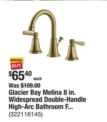 The Home Depot Glacier Bay Melina 8 in. Widespread Double-Handle High-Arc Bathroom Faucet in Matte Gold offer