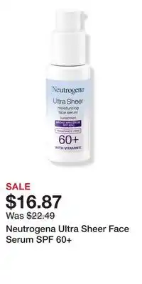 Ulta Beauty Neutrogena Ultra Sheer Face Serum SPF 60+ offer