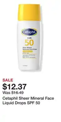 Ulta Beauty Cetaphil Sheer Mineral Face Liquid Drops SPF 50 offer