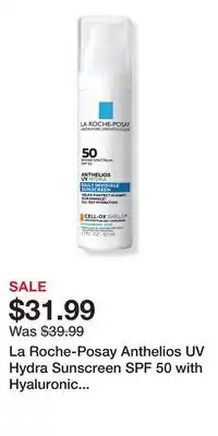 Ulta Beauty La Roche-Posay Anthelios UV Hydra Sunscreen SPF 50 with Hyaluronic Acid offer