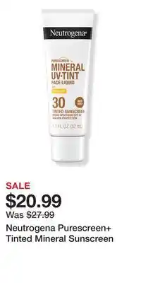 Ulta Beauty Neutrogena Purescreen+ Tinted Mineral Sunscreen offer