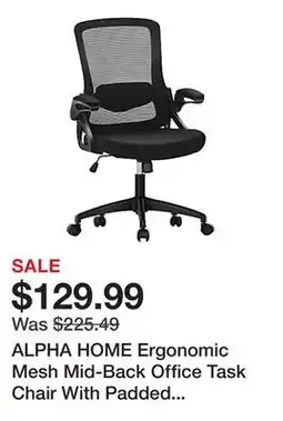 Office Depot ALPHA HOME Ergonomic Mesh Mid-Back Office Task Chair With Padded Armrests, Black offer