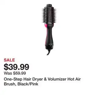 Belk One-Step Hair Dryer & Volumizer Hot Air Brush, Black/Pink offer