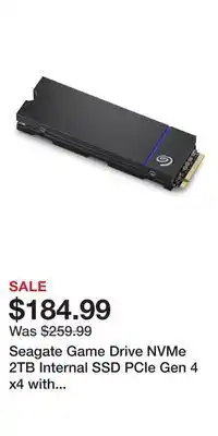 Game Stop Seagate Game Drive NVMe 2TB Internal SSD PCIe Gen 4 x4 with Heatsink for PlayStation 5 offer