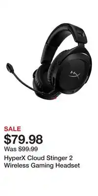 Game Stop HyperX Cloud Stinger 2 Wireless Gaming Headset offer