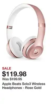 Game Stop Apple Beats Solo3 Wireless Headphones - Rose Gold offer