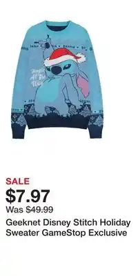 Game Stop Geeknet Disney Stitch Holiday Sweater GameStop Exclusive offer