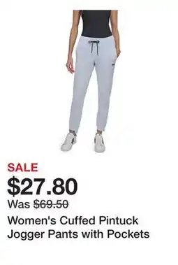 Belk Women's Cuffed Pintuck Jogger Pants with Pockets offer